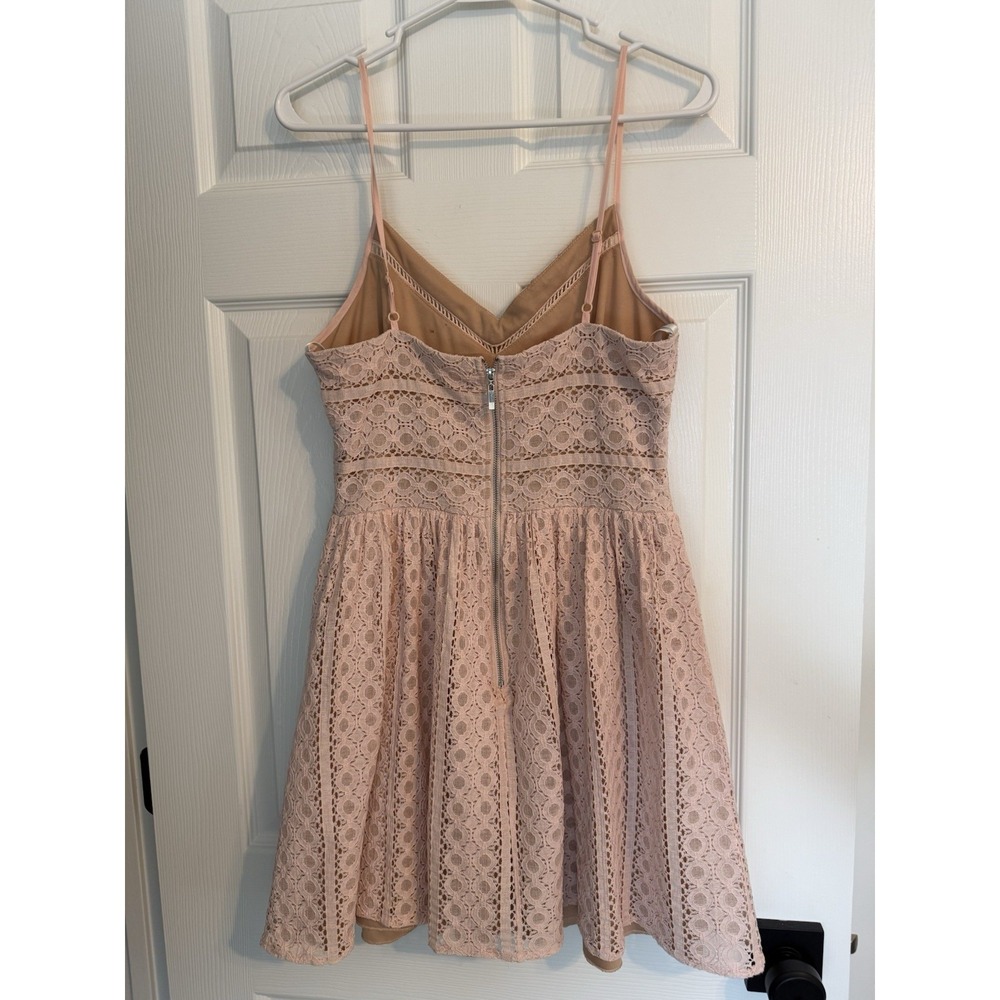 Vintage Y2K City Triangles Pink Lace Ladder Trim Spaghetti Strap Dress Size 9 - Picture 10 of 13